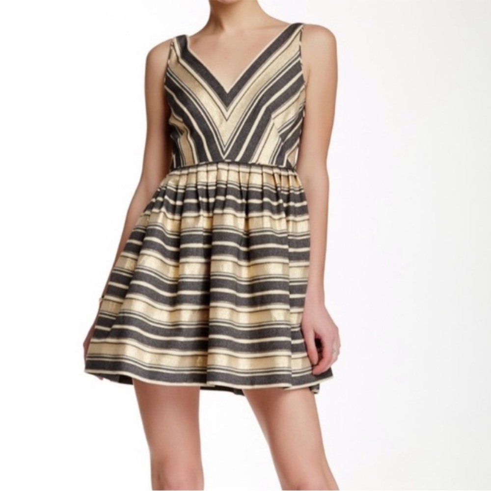 J. Crew Factory Candy Metallic Striped Fit and Flare Dress